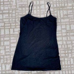 Active Basic Large black Adjustable spaghetti strap tank top cotton spandex